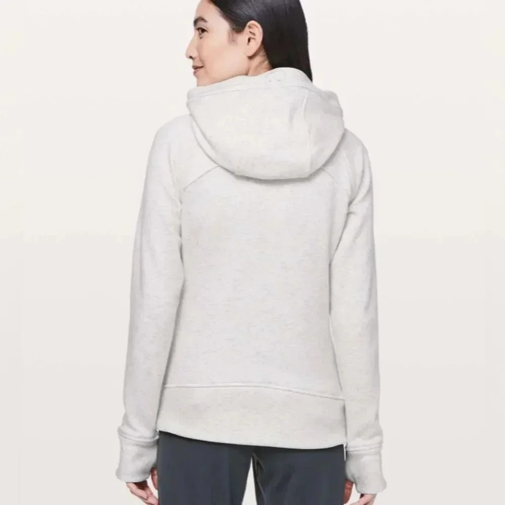 Lululemon sz 6 Scuba Hoodie Plush Heathered White / White great pre owned cond - Picture 2 of 14